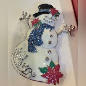 New Boxing Day Snowman Brooch Pin - Unisex